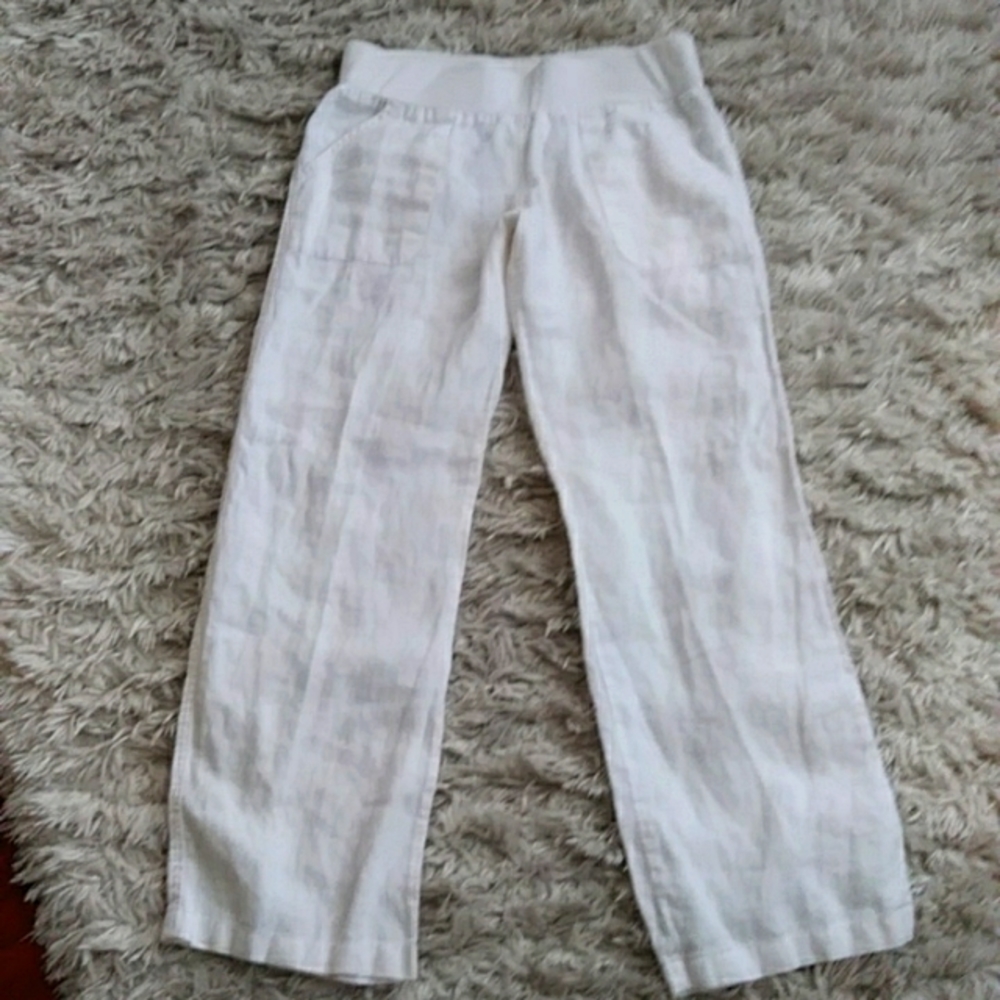 Low rise, S, white Linen pant